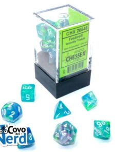 Set 7 Mini Dadi Festive Waterlily/white - Chessex 20546