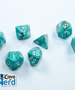 Set 7 Mini Dadi Marble Oxi-Copper/white - Chessex 20403