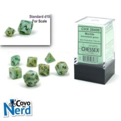 Set 7 Mini Dadi Marble Green/dark green - Chessex 20409