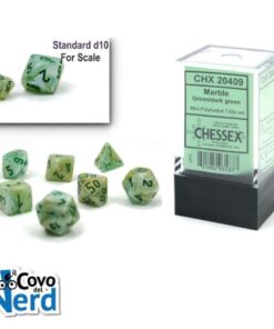 Set 7 Mini Dadi Marble Green/dark green - Chessex 20409