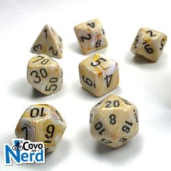 Set 7 Dadi Marble Ivory/black - Chessex 27402