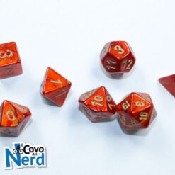Set 7 Mini Dadi Scarab Scarlet/gold - Chessex 20414