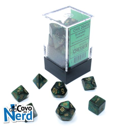 Set 7 Mini Dadi Scarab Jade/gold - Chessex 20415