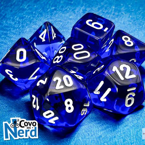Set 7 Dadi Translucent Blue/white - Chessex 23076