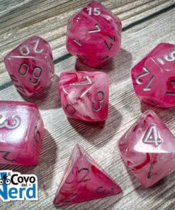Set 7 Dadi Ghostly Glow Pink/silver - Chessex 27524