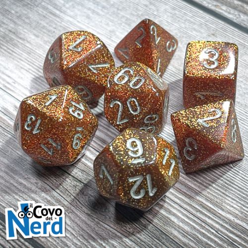 Set 7 Dadi Glitter Gold/silver - Chessex 27503