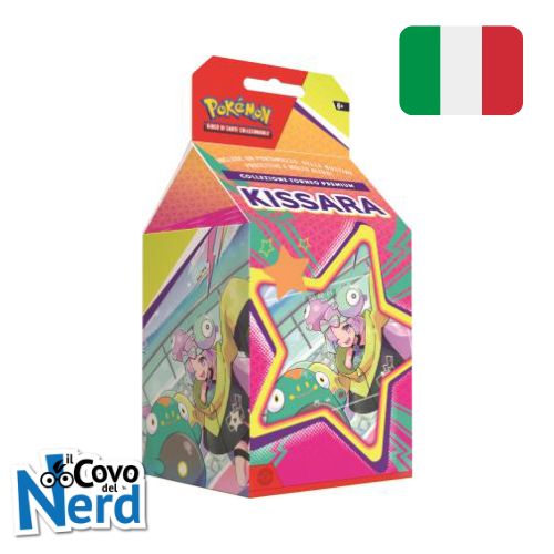 La collezione torneo premium Kissara del GCC Pokémon contiene:• Una carta Aiuto olografica a figura intera di Kissara• Tre carte Aiuto olografiche aggiuntive di Kissara• 65 bustine protettive con Kissara• Un robusto portamazzo con Kissara• Una moneta extra-large con Kissara• Due segnalini delle condizioni speciali• Sei dadi segnalini danno validi per i tornei• Sei buste di espansione del GCC Pokémon• Una carta codice per il GCC Pokémon Live
