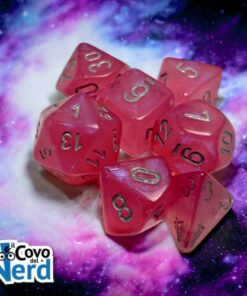 Set 7 Dadi Borealis Pink/silver Luminary - Chessex 27584