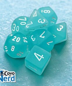 Set 7 Dadi Frosted Teal/white - Chessex 27405