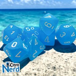 Set 7 Dadi Frosted Caribbean Blue/white - Chessex 27416