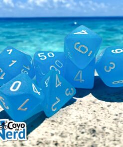 Set 7 Dadi Frosted Caribbean Blue/white - Chessex 27416