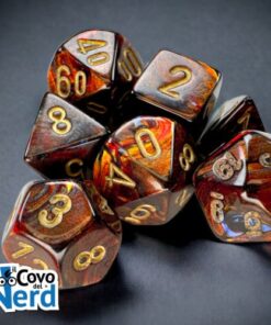 Set 7 Mini Dadi Scarab Blue Blood/gold - Chessex 20419