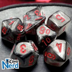 Set 7 Mini Dadi Velvet Black/red - Chessex 20478
