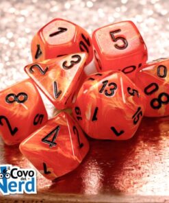 Set 7 Mini Dadi Vortex Orange/black - Chessex 20433