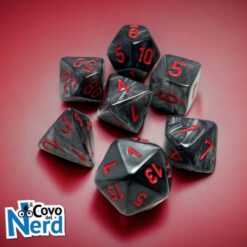 Set 7 Dadi Velvet Black/red - Chessex 27478