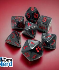 Set 7 Dadi Velvet Black/red - Chessex 27478