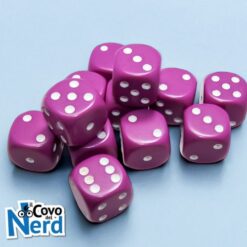 Set 12 D6 Opaque Light Purple w/White 16mm - Chessex 25627