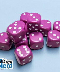 Set 12 D6 Opaque Light Purple w/White 16mm - Chessex 25627