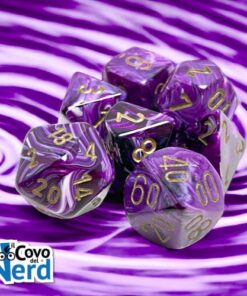 Set 7 Dadi Vortex Bright Purple/gold - Chessex 27437