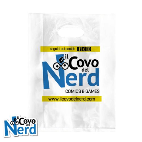 Shopper Bianche Manico a Fagiolo 50x18x40 Plastica Covo del Nerd al chilo