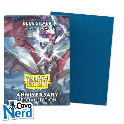 Dual Matte Blue Silver sleeves Stadard (100) Dragon Shield 25th Special Edition