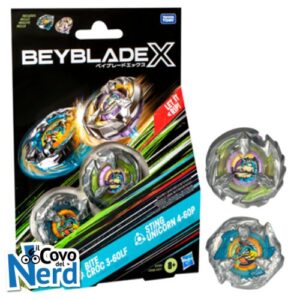Beyblade X Bite Croc 3-60LF and Sting Unicorn 4-60P Top Dual Pack Set