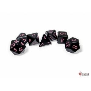 Set 7 Dadi Opaque Black/Pink