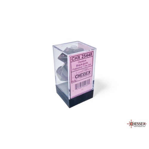 Set 7 Dadi Opaque Black/Pink