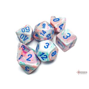 Set 7 Dadi Festive Pop Art/blue - Chessex 27544