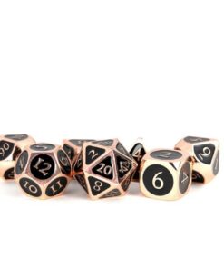 Set 7 FanRoll Dice Set Antique Copper with Black Enamel (7)