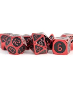 Set 7 FanRoll Dice Set Red with Black Enamel (7)