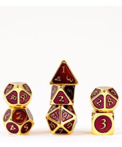 Set 7 FanRoll Dice Set Gold with Purple Enamel (7)