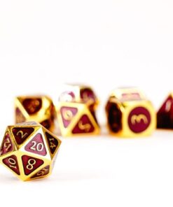 Set 7 FanRoll Dice Set Gold with Purple Enamel (7)