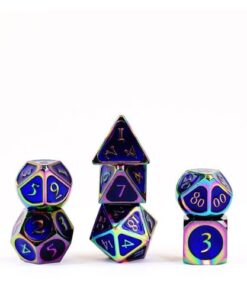 Set 7 FanRoll Dice Set Rainbow with Blue Enamel (7)