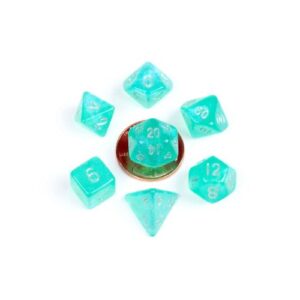 Set 7 FanRoll Dice Set Stardust Turquoise (7)