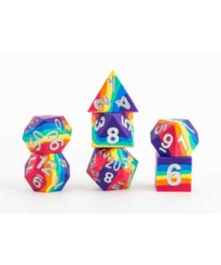 Set 7 FanRoll Sharp Edge Silicone Dice Set Rainbow (7)
