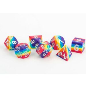 Set 7 FanRoll Sharp Edge Silicone Dice Set Rainbow (7)