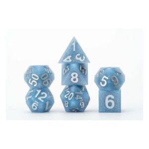 Set 7 FanRoll Sharp Edge Silicone Dice Set Volcanic Soot (7)