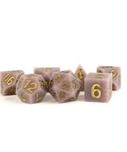 Set 7 FanRoll Sharp Edge Silicone Dice Set Volcanic Soot (7)
