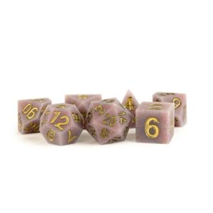 Set 7 FanRoll Sharp Edge Silicone Dice Set Volcanic Soot (7)