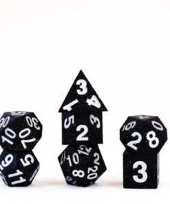 Set 7 FanRoll Sharp Edge Silicone Dice Set Gold Scatter (7)