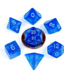 Set 7 FanRoll Dice Set Stardust Blue with Silver Numbers (7)