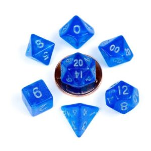 Set 7 FanRoll Dice Set Stardust Blue with Silver Numbers (7)