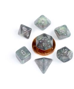 Set 7 FanRoll Dice Set Stardust Gray with Silver Numbers (7)
