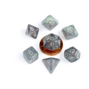 Set 7 FanRoll Dice Set Stardust Gray with Silver Numbers (7)