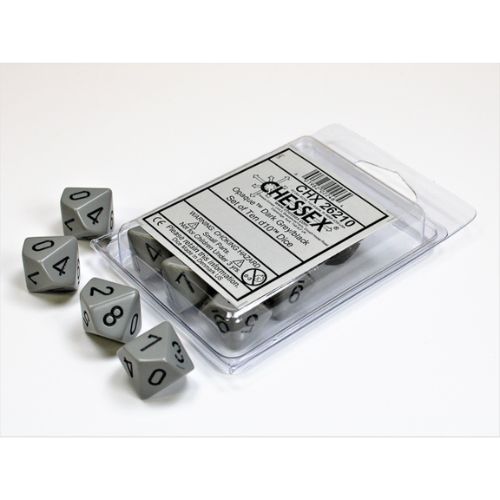 Set 10 D10 Opaque Dark Grey/black - Chessex 26210