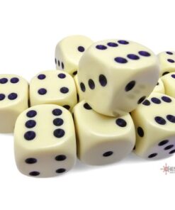 Set 12 D6 Opaque Pastel Yellow/black - Chessex 25662