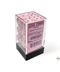 Set 12 D6 Opaque Pastel Pink/black - Chessex 25664