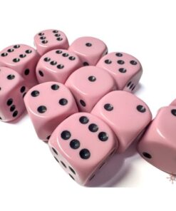 Set 12 D6 Opaque Pastel Pink/black - Chessex 25664