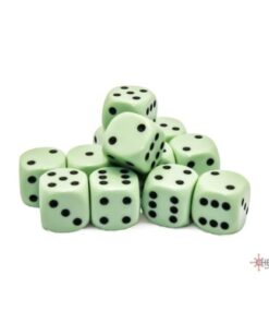 Set 12 D6 Opaque Pastel Green/black - Chessex 25665